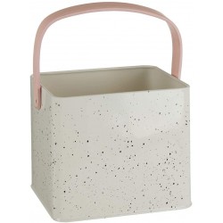 Premier Housewares Peg Box, Powder Coated Metal, Split Leather Silver