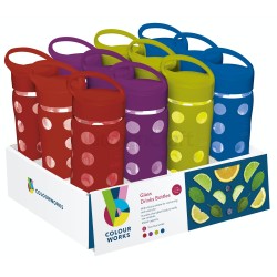 Colourworks Glass Drinks Water Bottle - Assorted Colours, 450ml