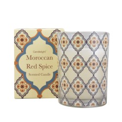 Candlelight Moroccan Red Spice wax Filled Pot Candle in Gift Box Red Cinnamon Scent, 220g