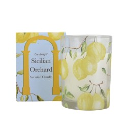 Candlelight Sicilian Orchard Wax Filled Pot Candle in Gift Box Basil and Wild Lemon Scent, 220g 