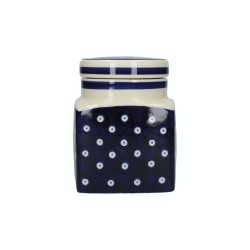 London Pottery Ceramic Canister Blue and White Circle