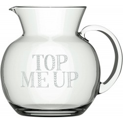 Creative Tops Stir It Up Glass Water Jug with Decorative 'Top Me Up' Print, 1.4 L