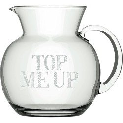 Creative Tops Stir It Up Glass Water Jug with Decorative 'Top Me Up' Print, 1.4 L