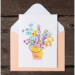 Floral in a bucket Blank Note Card with Envelope