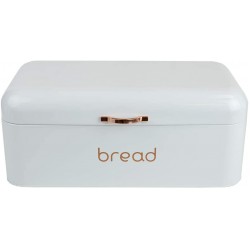 Home Basics Grove Bread Box, Heavy Duty Metal Design & Rose Gold Metal Handle