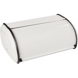 Home Basics Roll-Top Lid Stainless Steel Bread Box, White