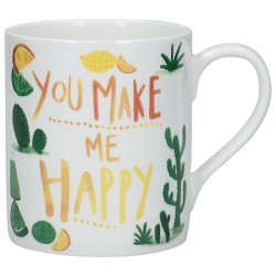 Kitchen Craft Fine Bone China "You make me happy" 330ml Can Mug