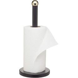 Master Class Kitchen Roll Holder with Brass Effect Accents, Stainless Steel, Black