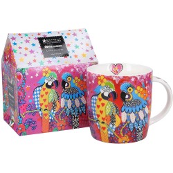 Maxwell & Williams Love Hearts Animal Mug with Araras Design, Gift Boxed, Porcelain, Pink, 370 ml