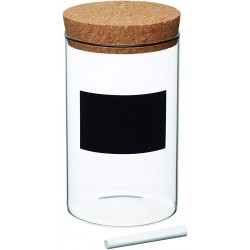 Natural Elements Glass Storage Jar with Lid and Chalkboard Label, Glass / Cork, Medium (1 Litre)