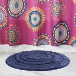 InterDesign Microfiber Round Bathroom Shower Accent Rug, 24" Inches - Navy Blue