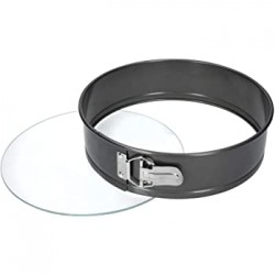 MasterClass 'Bake & Serve' Non-Stick Springform Cake Tin and Glass Serving Plate, 26 cm (10-inch)