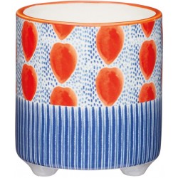 Kitchen Craft Small Indoor Plant Pot, Decorative Spots and Stripes Pattern, Ceramic, Multi Colour, 10 x 11 cm