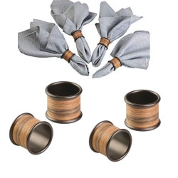 InterDesign RealWood Napkin Rings for Home, Kitchen, Dining Room - Set of 4, Bronze/Rosewood Finish