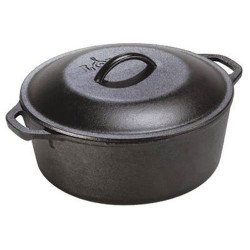 Lodge Cast Iron Dutch Oven. Pre-Seasoned Pot with Lid and Dual Loop Handle,  5 Liter 
