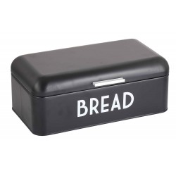 Home Basics Grove Bread Box For Dry Food Storage Container, Bread Bin, Store Bread Loaf, Dinner Rolls, Pastries, Retro Vintage Design-Black