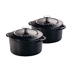 Lodge Cast Iron Mini Round Cocotte, Matte Black, Set of 2 (295ml)