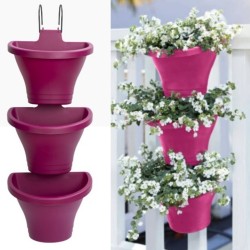 Elho Corsica Vertical Forest 24cm Set of 3 Hanging Baskets - Cherry Red