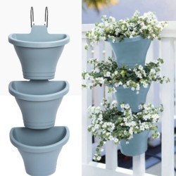 Elho Corsica Vertical Forest 24cm Set of 3 Hanging Baskets - Vintage Blue