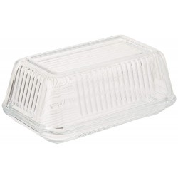 Kitchen Craft Vintage-Style Glass Butter Dish with Lid  (6.5" x 4" x 3")
