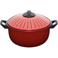 World of Flavours Pasta Pot with Strainer, 4 Litres (7 Pints) - Red