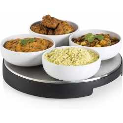 Swan Cordless Heated Lazy Susan, Buffet Server and Food Warming Tray Hot Plate, Stainless Steel, Silver/Black, 1000 Watts