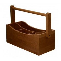 Premier Bamboo Utensil Box Caddy with Carry Handle