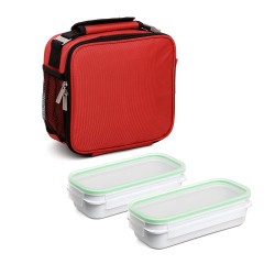 Tatay Urban Food Kit -  3-Piece Set + Insulated Thermo Bag - Microwave & Fridge Safe & 2 BPA Free Containers