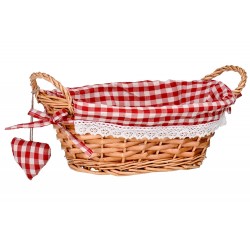 Premier Oval Willow Basket with Gingham Lining - Red