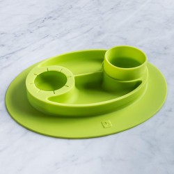 InterDesign Oval Non-Slip Silicone Suction Divided Mini Placemat Plate for Kids/Baby/Toddlers – Lime