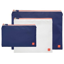 InterDesign Packing Pouches (Set of 3) Travel Bag, Navy/Orange