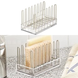 Interdesign Clarity Kitchen Sink Holder for Sponges, Scrubbers, Scouring Pads - Clear/Satin