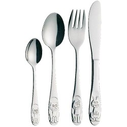 Kitchen Craft Childrens 4-Piece Cutlery Set - Novelty Durable Stainless Steel