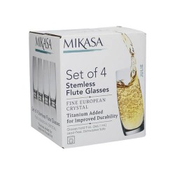 Mikasa Julie Set Of 4 Stemless Flute Glasses, 566ml