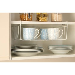 Premier Under Shelf Storage Basket, White - 15 inches wide x 10 inches long x  5.5 inches height