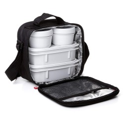 Tatay Grey Stars Food Kit - 5 - Piece Set + Insulated Thermo Bag - Microwave & Fridge Safe & 4 BPA Free Containers