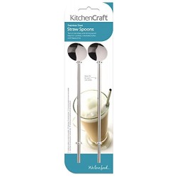 Kitchen Craft Stainless Steel 2-in-1 Drinking Straws / Stirrers- set of 2