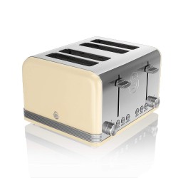 Swan 4-Slice Retro Toaster, 1600 W, Cream - Slide out crumb tray